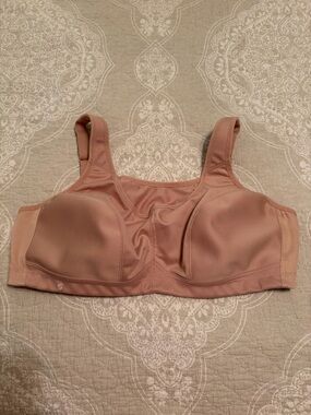 Glamorise Wireless Full-Coverage Sports Bra in tan color